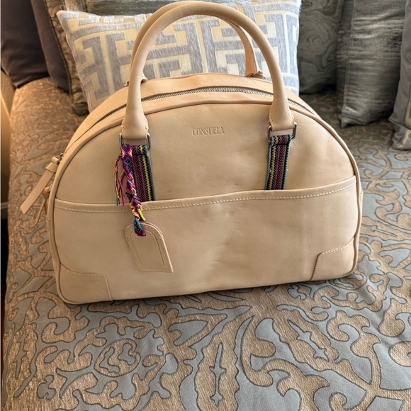 Consuela Cream Travel Bag with Colorful Accents - Picture 2 of 9